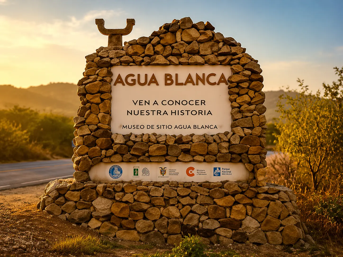 Letrero de entrada de la comunidad Agua Blanca