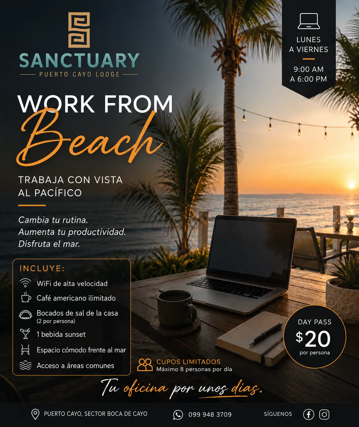 Work from Beach en Sanctuary Puerto Cayo